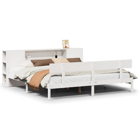 vidaXL Bookcase Bed without Mattress White 200x200 cm Solid Wood Pine