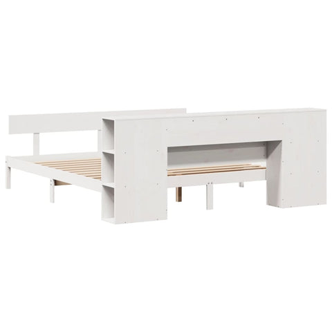 vidaXL Bookcase Bed without Mattress White 200x200 cm Solid Wood Pine