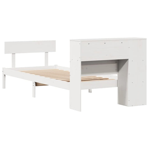 vidaXL Bookcase Bed without Mattress White 75x190 cm Small Single Solid Wood Pine