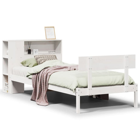 vidaXL Bookcase Bed without Mattress White 90x200 cm Solid Wood Pine