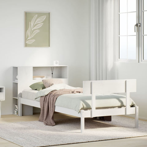 vidaXL Bookcase Bed without Mattress White 90x200 cm Solid Wood Pine
