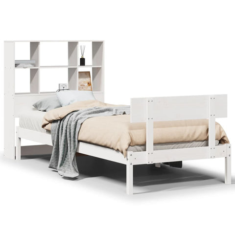 vidaXL Bookcase Bed without Mattress White 90x190 cm Single Solid Wood Pine