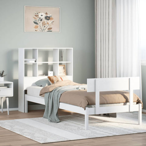 vidaXL Bookcase Bed without Mattress White 90x190 cm Single Solid Wood Pine