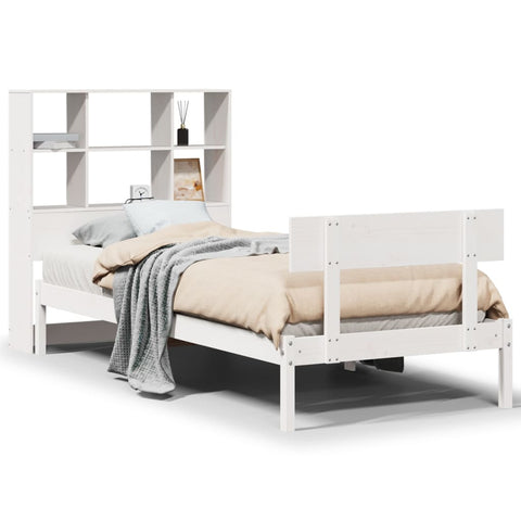 vidaXL Bookcase Bed without Mattress White 90x200 cm Solid Wood Pine