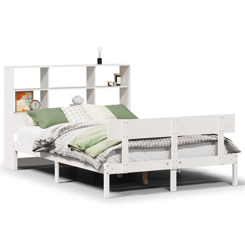 vidaXL Bookcase Bed without Mattress White 140x200 cm Solid Wood Pine
