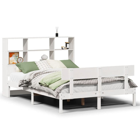 vidaXL Bookcase Bed without Mattress White 160x200 cm Solid Wood Pine