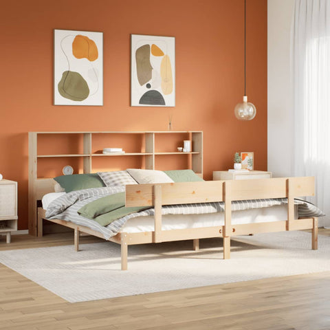 vidaXL Bookcase Bed without Mattress 180x200 cm Super King Solid Wood Pine