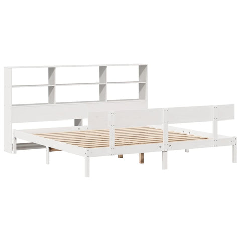 vidaXL Bookcase Bed without Mattress White 180x200 cm Super King Solid Wood Pine
