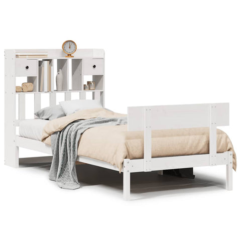 vidaXL Bookcase Bed without Mattress White 75x190 cm Small Single Solid Wood Pine