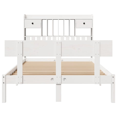 vidaXL Bookcase Bed without Mattress White 135x190 cm Double Solid Wood Pine