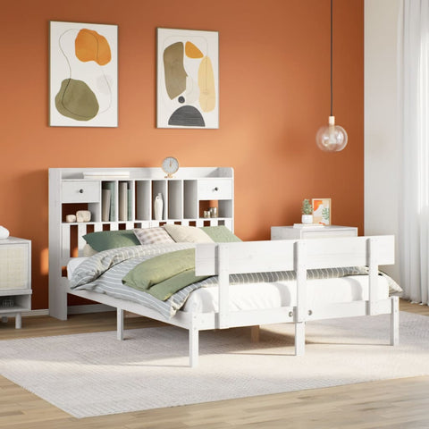 vidaXL Bookcase Bed without Mattress White 140x190 cm Solid Wood Pine