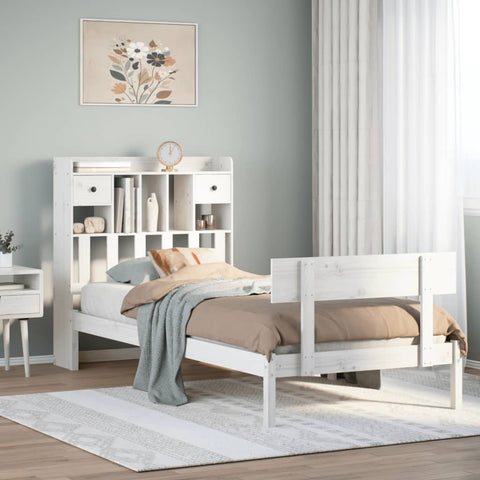 vidaXL Bookcase Bed without Mattress White 90x200 cm Solid Wood Pine
