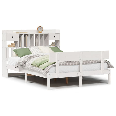 vidaXL Bookcase Bed without Mattress White 140x200 cm Solid Wood Pine