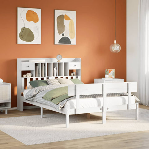vidaXL Bookcase Bed without Mattress White 140x200 cm Solid Wood Pine
