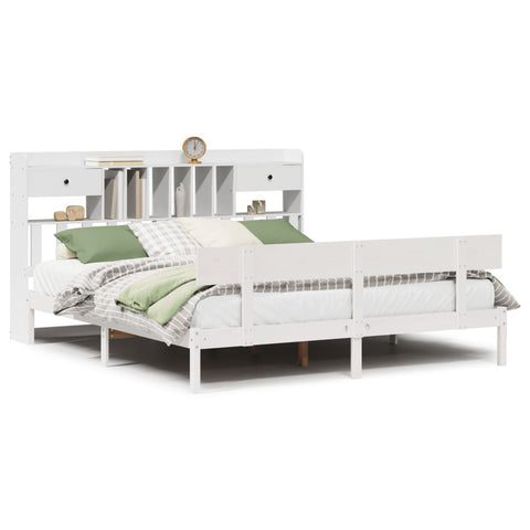 vidaXL Bookcase Bed without Mattress White 180x200 cm Super King Solid Wood Pine