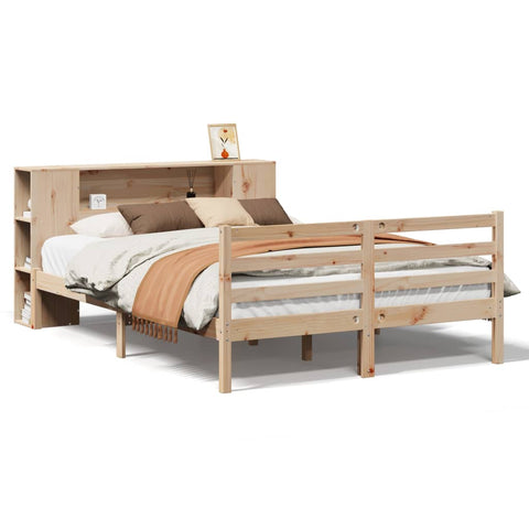 vidaXL Bookcase Bed without Mattress 135x190 cm Double Solid Wood Pine