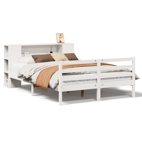vidaXL Bookcase Bed without Mattress White 140x190 cm Solid Wood Pine