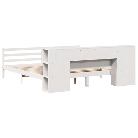vidaXL Bookcase Bed without Mattress White 200x200 cm Solid Wood Pine
