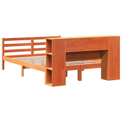 vidaXL Bookcase Bed without Mattress Wax Brown 150x200 cm King Solid Wood Pine