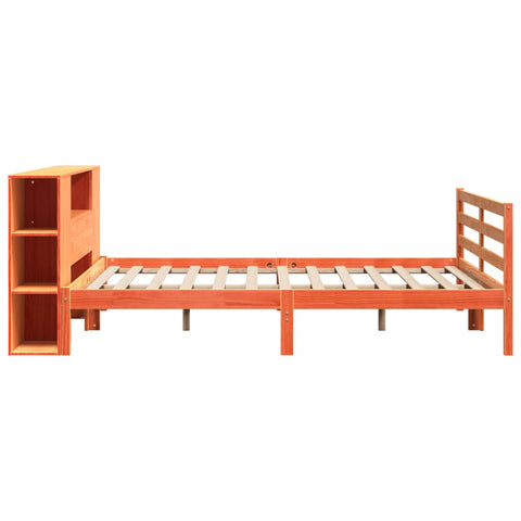 vidaXL Bookcase Bed without Mattress Wax Brown 200x200 cm Solid Wood Pine