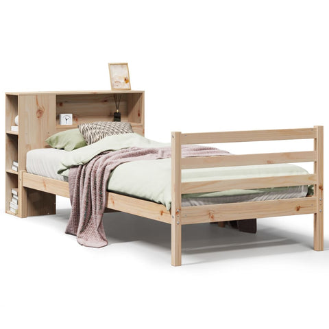 vidaXL Bookcase Bed without Mattress 75x190 cm Small Single Solid Wood Pine