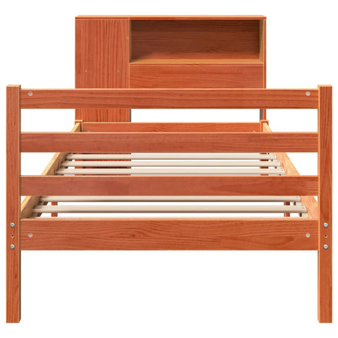 vidaXL Bookcase Bed without Mattress Wax Brown 75x190 cm Small Single Solid Wood