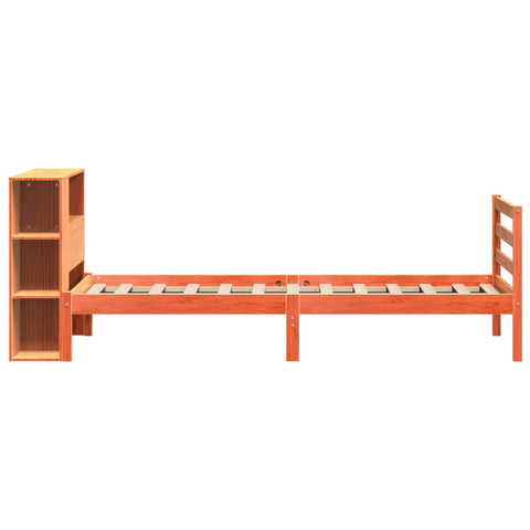 vidaXL Bookcase Bed without Mattress Wax Brown 75x190 cm Small Single Solid Wood