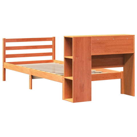 vidaXL Bookcase Bed without Mattress Wax Brown 75x190 cm Small Single Solid Wood