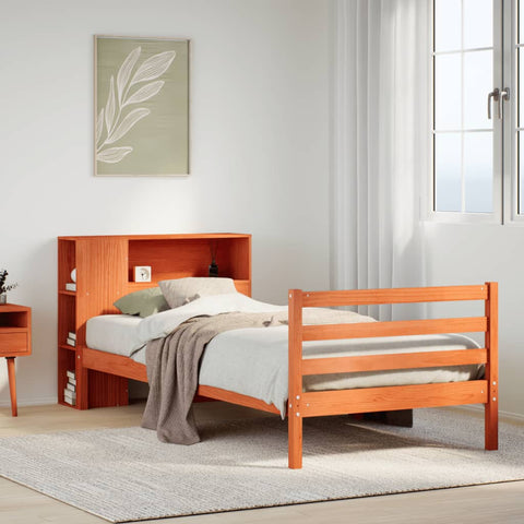 vidaXL Bookcase Bed without Mattress Wax Brown 75x190 cm Small Single Solid Wood