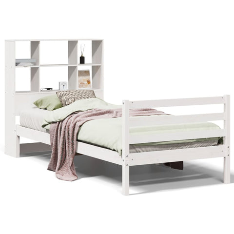 vidaXL Bookcase Bed without Mattress White 90x190 cm Single Solid Wood Pine