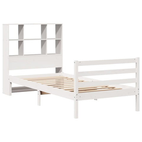 vidaXL Bookcase Bed without Mattress White 90x190 cm Single Solid Wood Pine