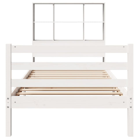 vidaXL Bookcase Bed without Mattress White 90x190 cm Single Solid Wood Pine