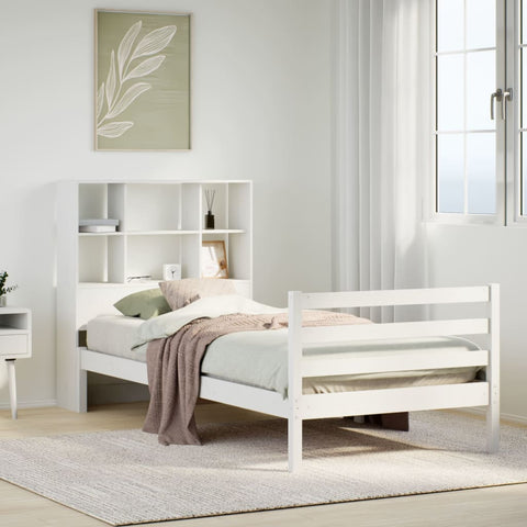 vidaXL Bookcase Bed without Mattress White 90x190 cm Single Solid Wood Pine