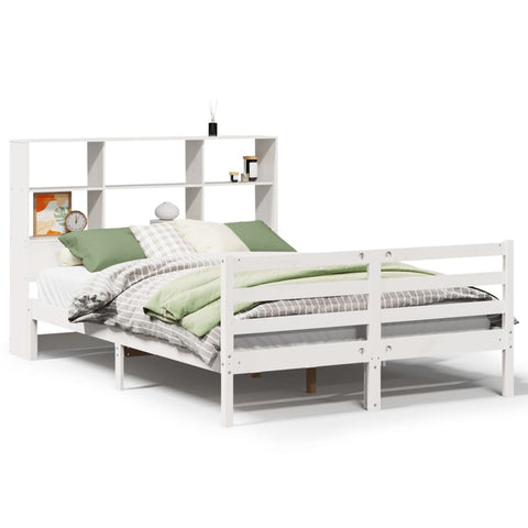 vidaXL Bookcase Bed without Mattress White 120x190 cm Small Double Solid Wood Pine