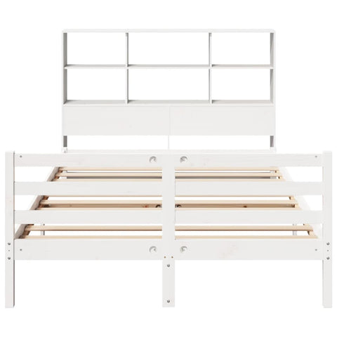 vidaXL Bookcase Bed without Mattress White 120x190 cm Small Double Solid Wood Pine