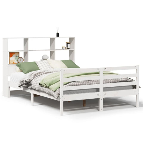 vidaXL Bookcase Bed without Mattress White 140x190 cm Solid Wood Pine