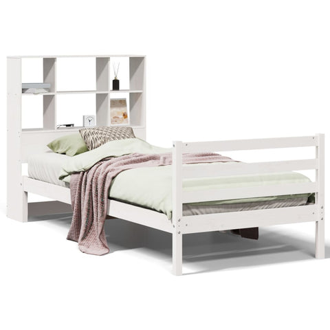 vidaXL Bookcase Bed without Mattress White 90x200 cm Solid Wood Pine
