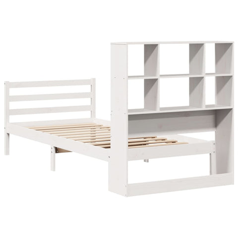 vidaXL Bookcase Bed without Mattress White 90x200 cm Solid Wood Pine