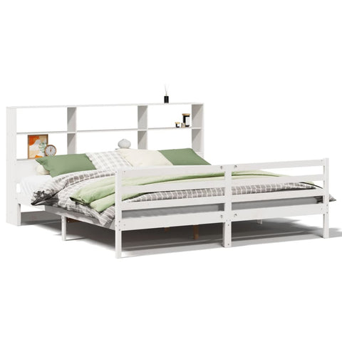 vidaXL Bookcase Bed without Mattress White 200x200 cm Solid Wood Pine
