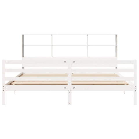 vidaXL Bookcase Bed without Mattress White 200x200 cm Solid Wood Pine