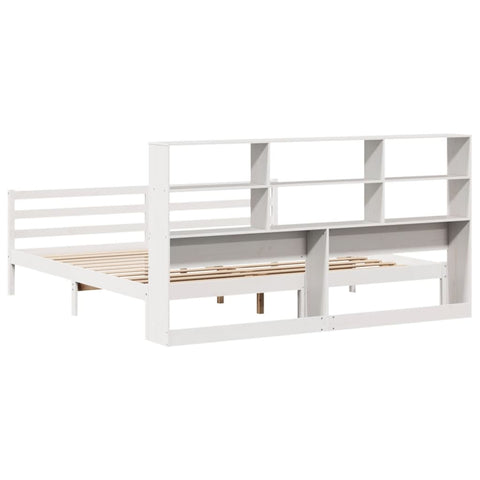 vidaXL Bookcase Bed without Mattress White 200x200 cm Solid Wood Pine