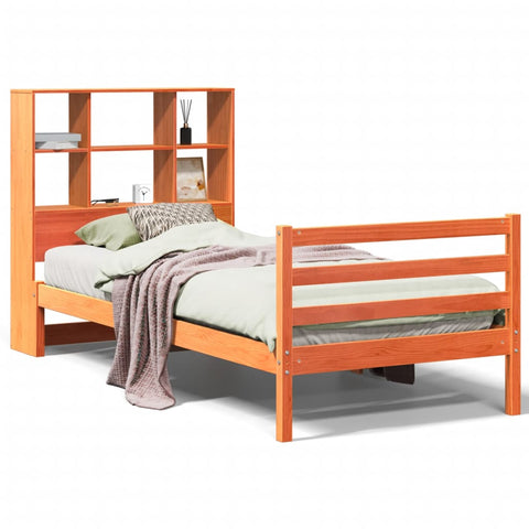vidaXL Bookcase Bed without Mattress Wax Brown 90x190 cm Single Solid Wood