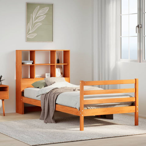 vidaXL Bookcase Bed without Mattress Wax Brown 90x190 cm Single Solid Wood