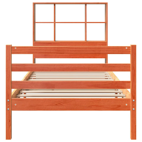 vidaXL Bookcase Bed without Mattress Wax Brown 90x200 cm Solid Wood