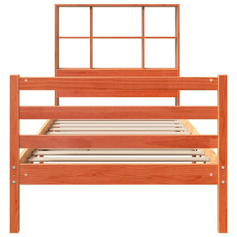 vidaXL Bookcase Bed without Mattress Wax Brown 100x200 cm Solid Wood