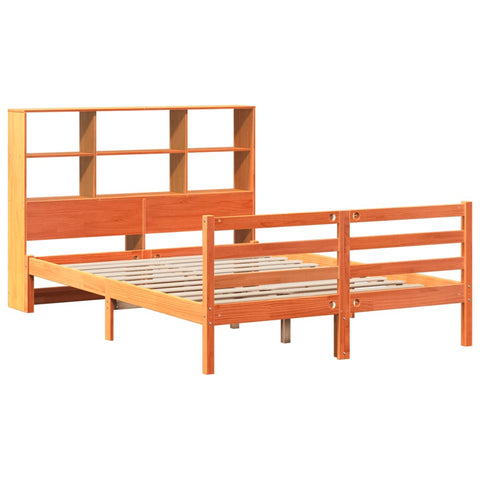 vidaXL Bookcase Bed without Mattress Wax Brown 150x200 cm King Size Solid Wood
