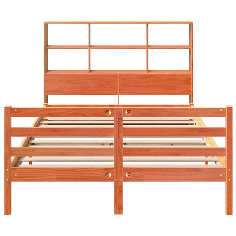 vidaXL Bookcase Bed without Mattress Wax Brown 150x200 cm King Size Solid Wood