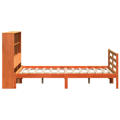 vidaXL Bookcase Bed without Mattress Wax Brown 150x200 cm King Size Solid Wood