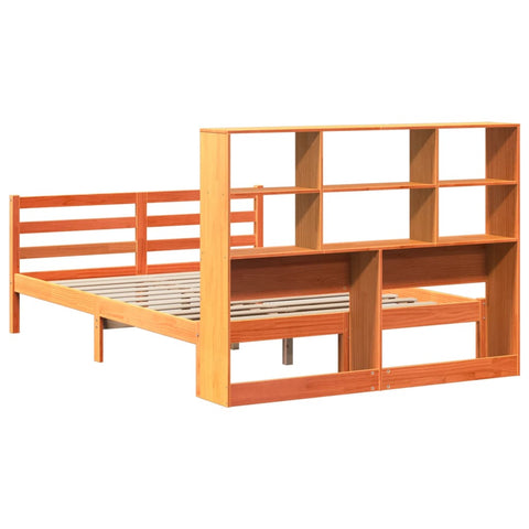 vidaXL Bookcase Bed without Mattress Wax Brown 150x200 cm King Size Solid Wood