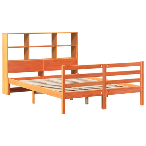 vidaXL Bookcase Bed without Mattress Wax Brown 150x200 cm King Size Solid Wood